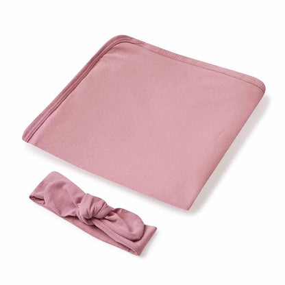 Snuggle Hunny - Jewel Pink Baby Jersey Wrap & Topknot Set