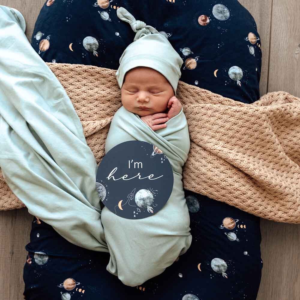 Snuggle Hunny - Sage Jersey Wrap & Topknot Set
