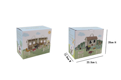 ToysLink - Wooden Horse Stable Play Set