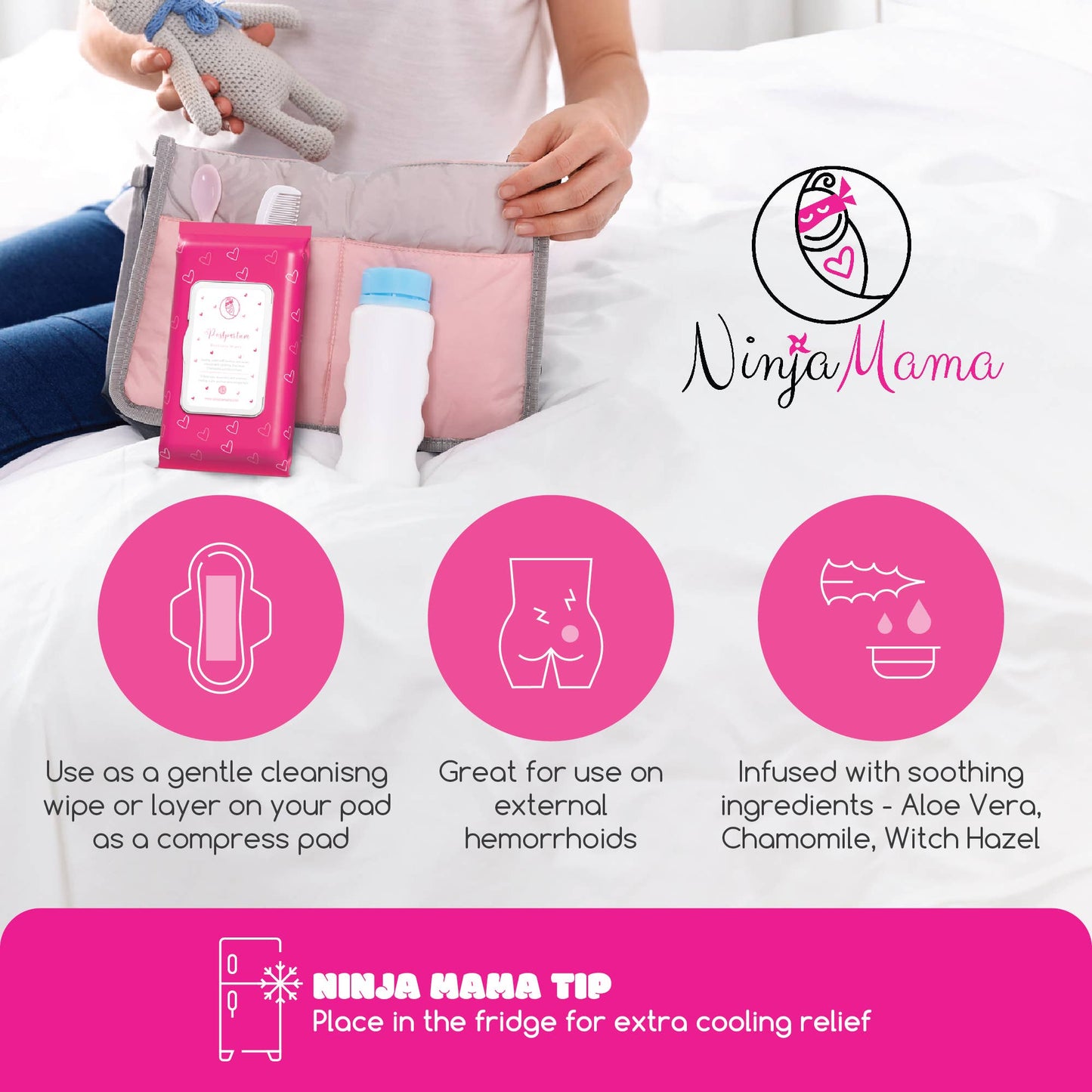 Ninja Mama - Postpartum Perineal Witch Hazel Recovery Wipes/ Pad Liners.