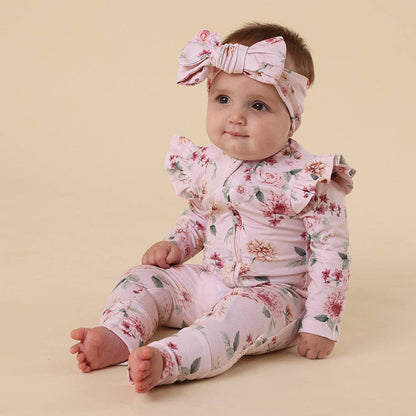 Snuggle Hunny - Birds & Blooms Organic Snugglesuit Convertible Romper with Frill