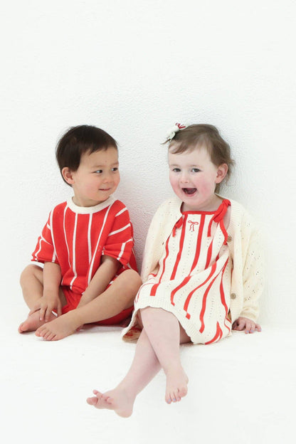 FRECKLES the label - Pre-Order Pointelle Knit Girls Tie Dress | Bow