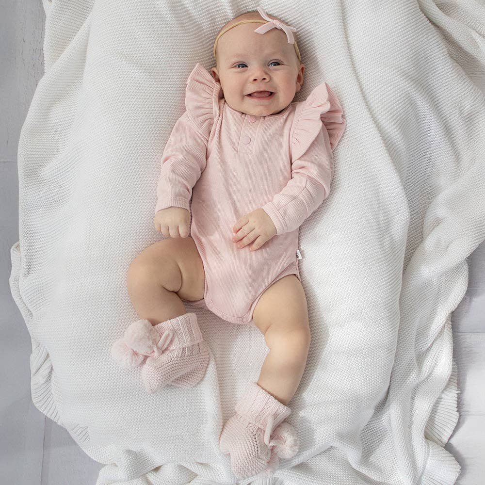 Snuggle Hunny - Blush Pink Organic Cotton Knit Booties