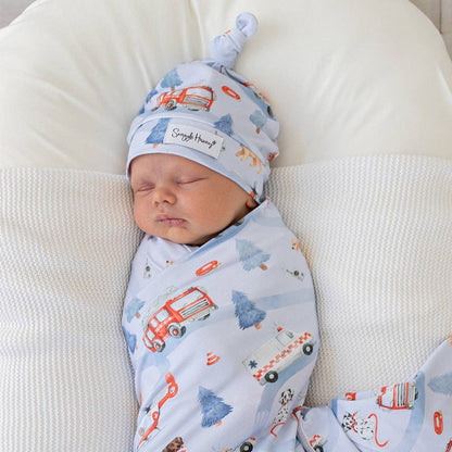 Snuggle Hunny - To The Rescue Organic Jersey Wrap & Beanie Set