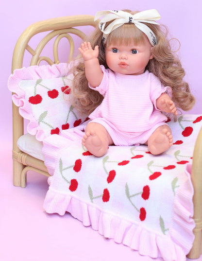 SALLI COLLECTIVE - Frilled Gingham Cherry Blanket + Pillow set