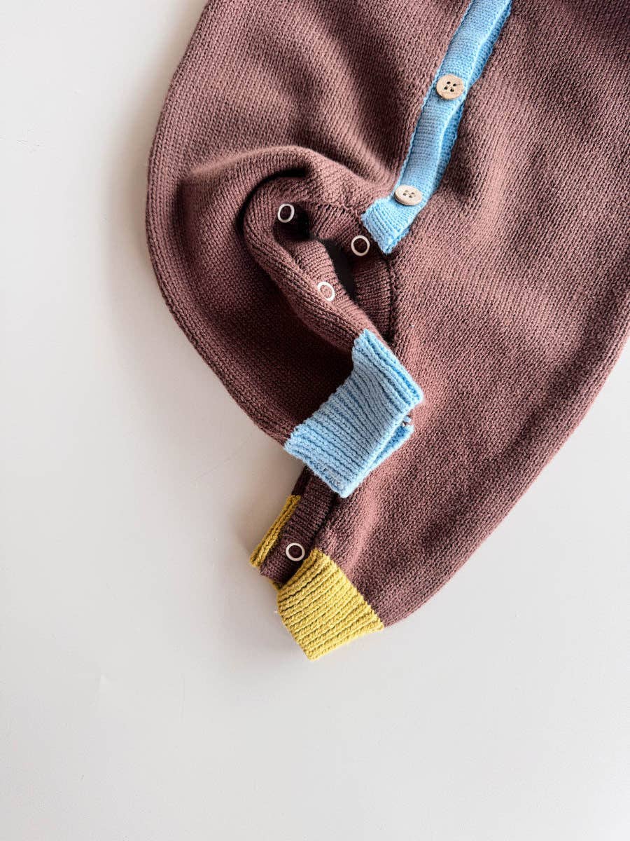 FRECKLES the label - Cotton Knit Romper | Brown/Blue/Green