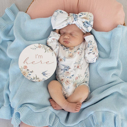 Snuggle Hunny - Sweet Swallows Long Sleeve Organic Bodysuit with Frill