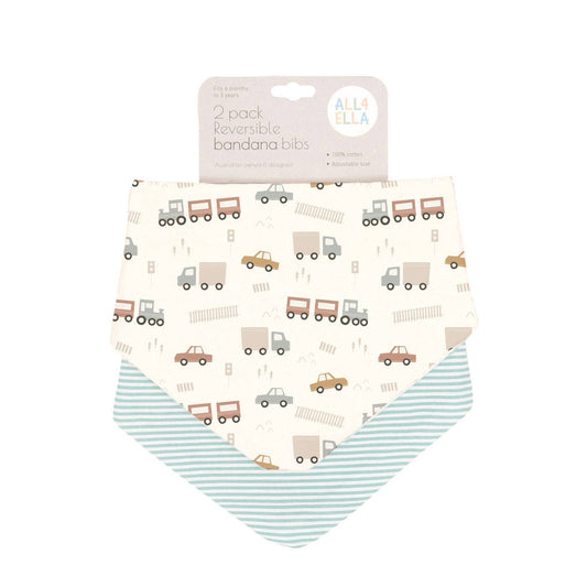 All4Ella - Bandana Bibs 2pk - Blue Trucks