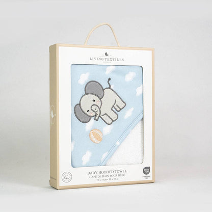 Living Textiles - Organic Hooded Towel - Elephant Playtime