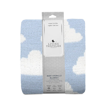 Living Textiles - Chenille Blanket - Blue Clouds