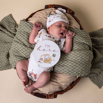 Snuggle Hunny - Diggers & Tractors Short Sleeve Organic Bodysuit