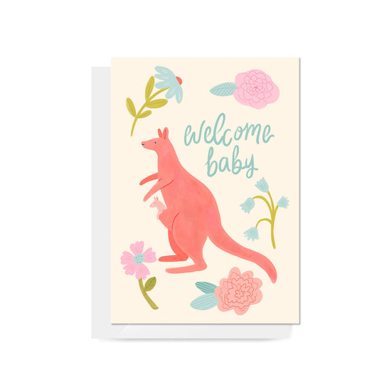 Carla Ellis Creative - Kangaroo and Joey "Welcome Baby" Greeting Card