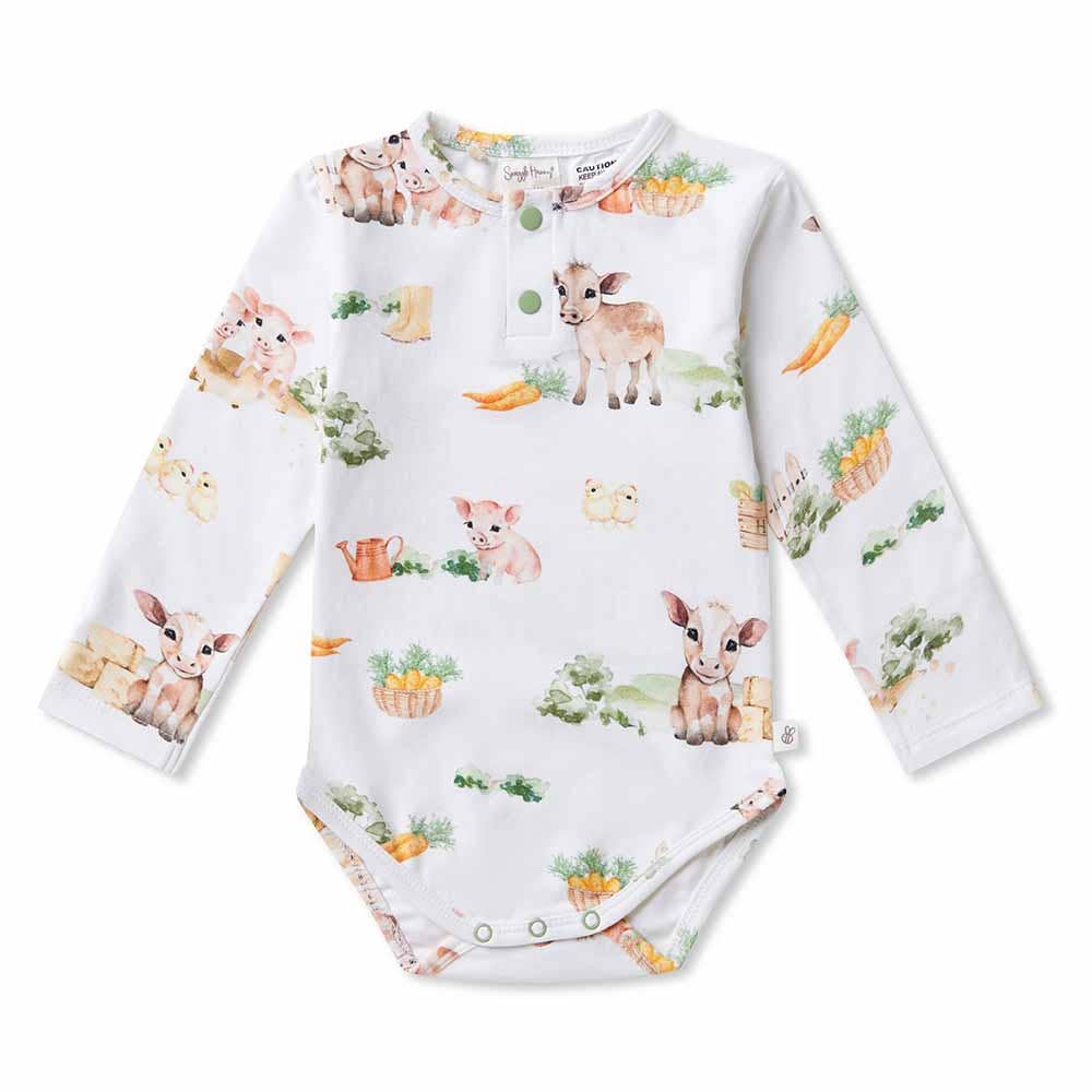 Snuggle Hunny - Farm Long Sleeve Organic Bodysuit