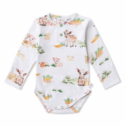 Snuggle Hunny - Farm Long Sleeve Organic Bodysuit