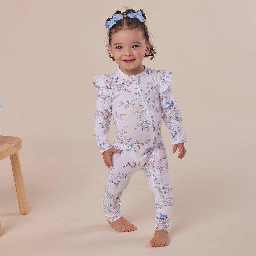 Snuggle Hunny - Sweet Swallows Organic Snugglesuit Convertible Romper