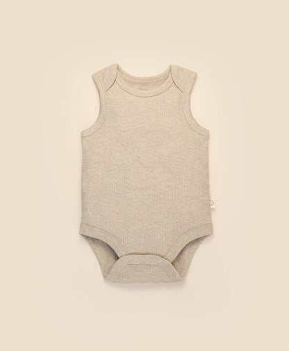 Lūmmi in Colour Babywear - Comfy Baby Singlet Bodysuit - Heather Oat