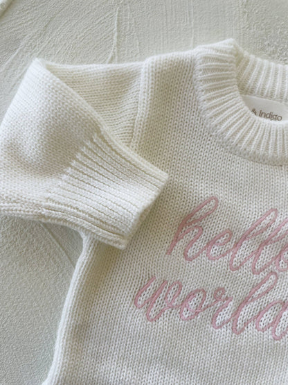 Elke & Indigo - Hello World L/S Romper - White/Pink