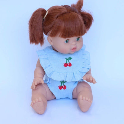 SALLI COLLECTIVE - Cherry Frilled Bib & Diaper Doll Set 🍒