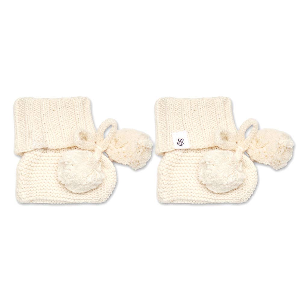 Snuggle Hunny - Cream Organic Cotton Knit Booties