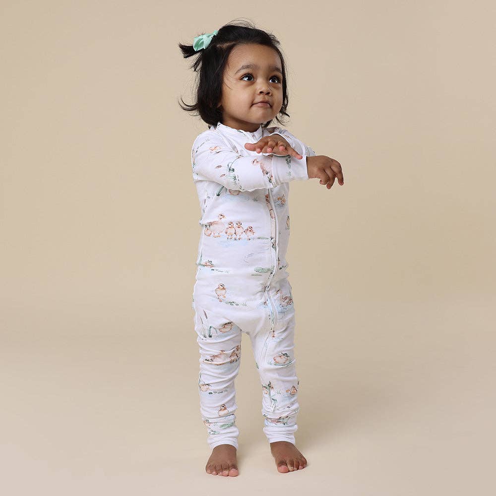 Snuggle Hunny - Duck Pond Organic Snugglesuit Convertible Romper