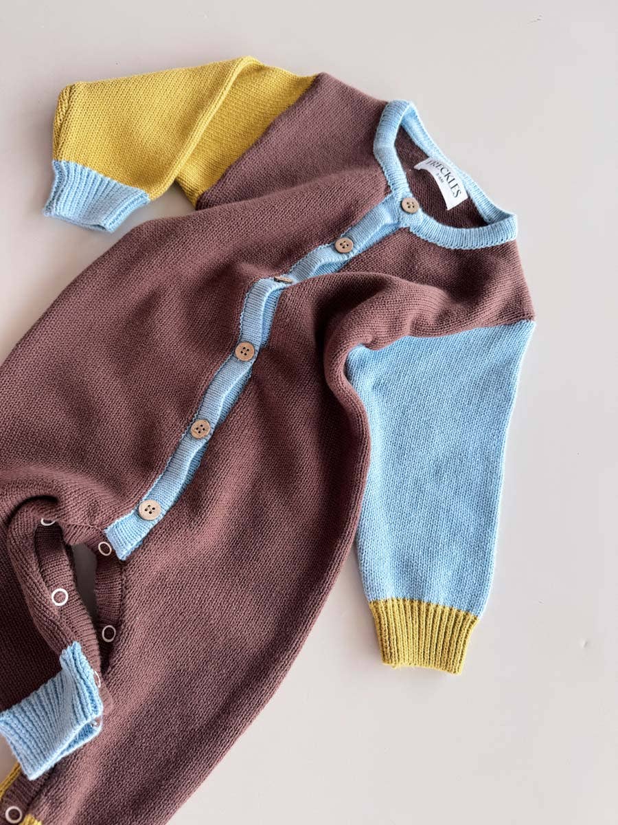FRECKLES the label - Cotton Knit Romper | Brown/Blue/Green