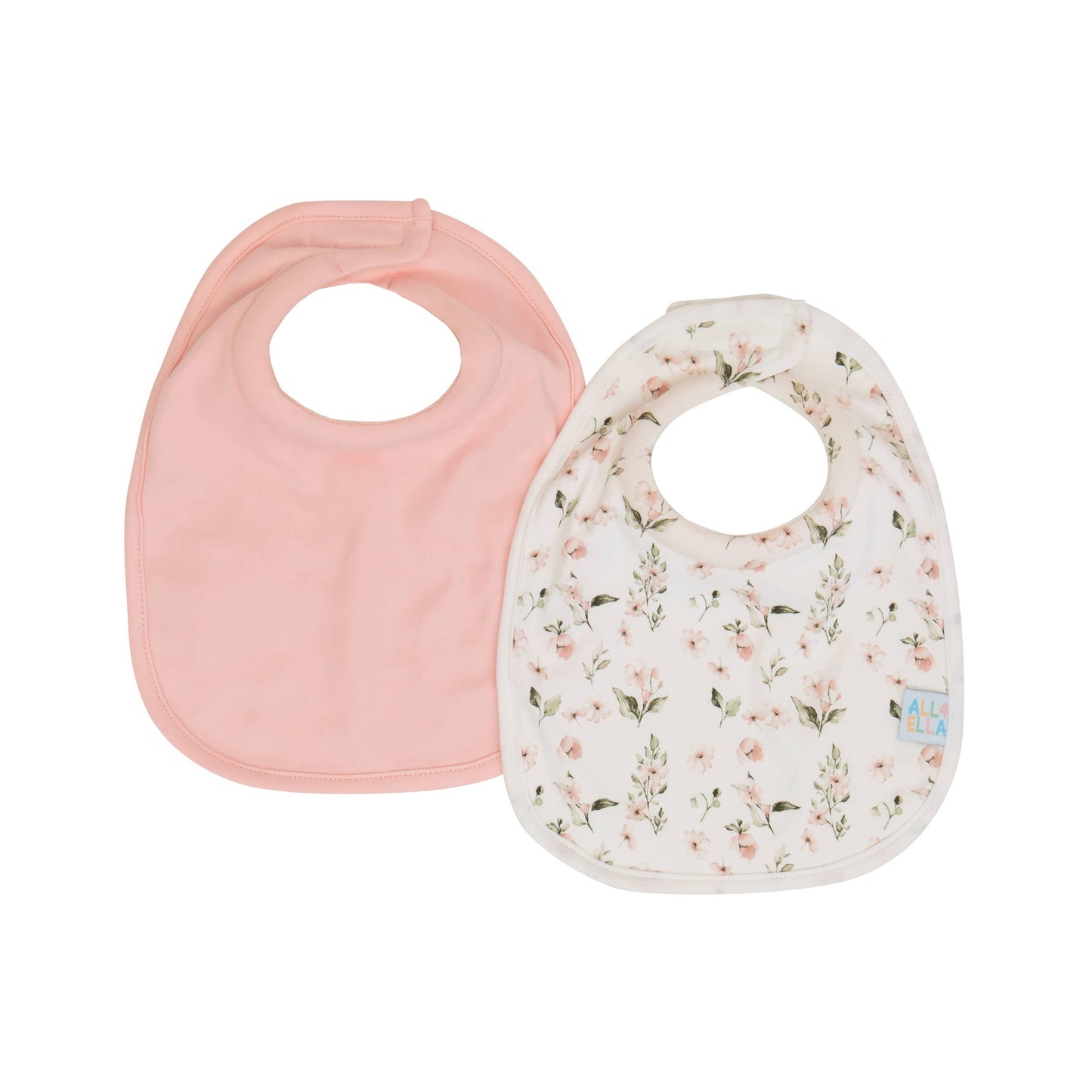 All4Ella - Roll Neck Bib 2pk - Pink Flower