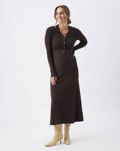 Ripe Maternity - Hollie Polo Knit Dress Cocoa