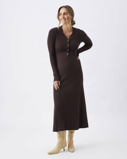 Ripe Maternity - Hollie Polo Knit Dress Cocoa