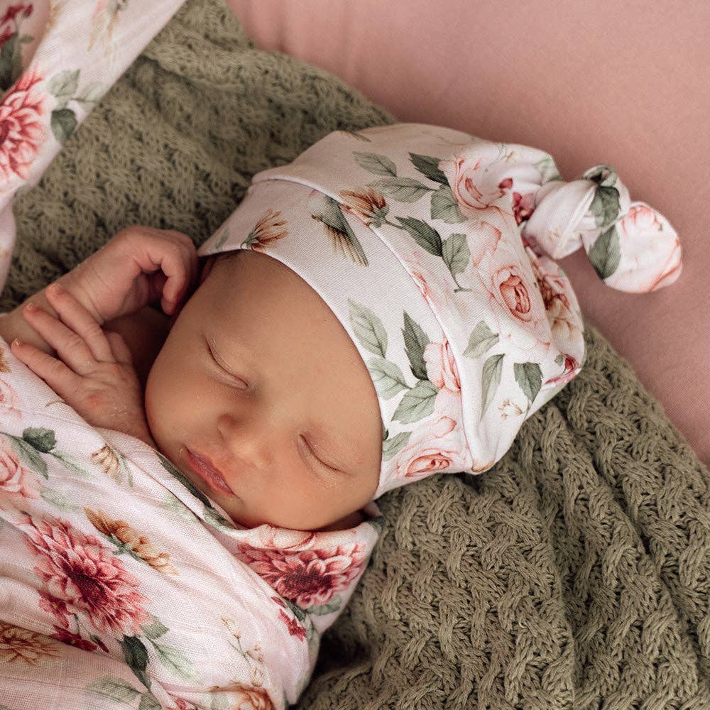 Snuggle Hunny - Birds & Blooms Organic Knotted Beanie