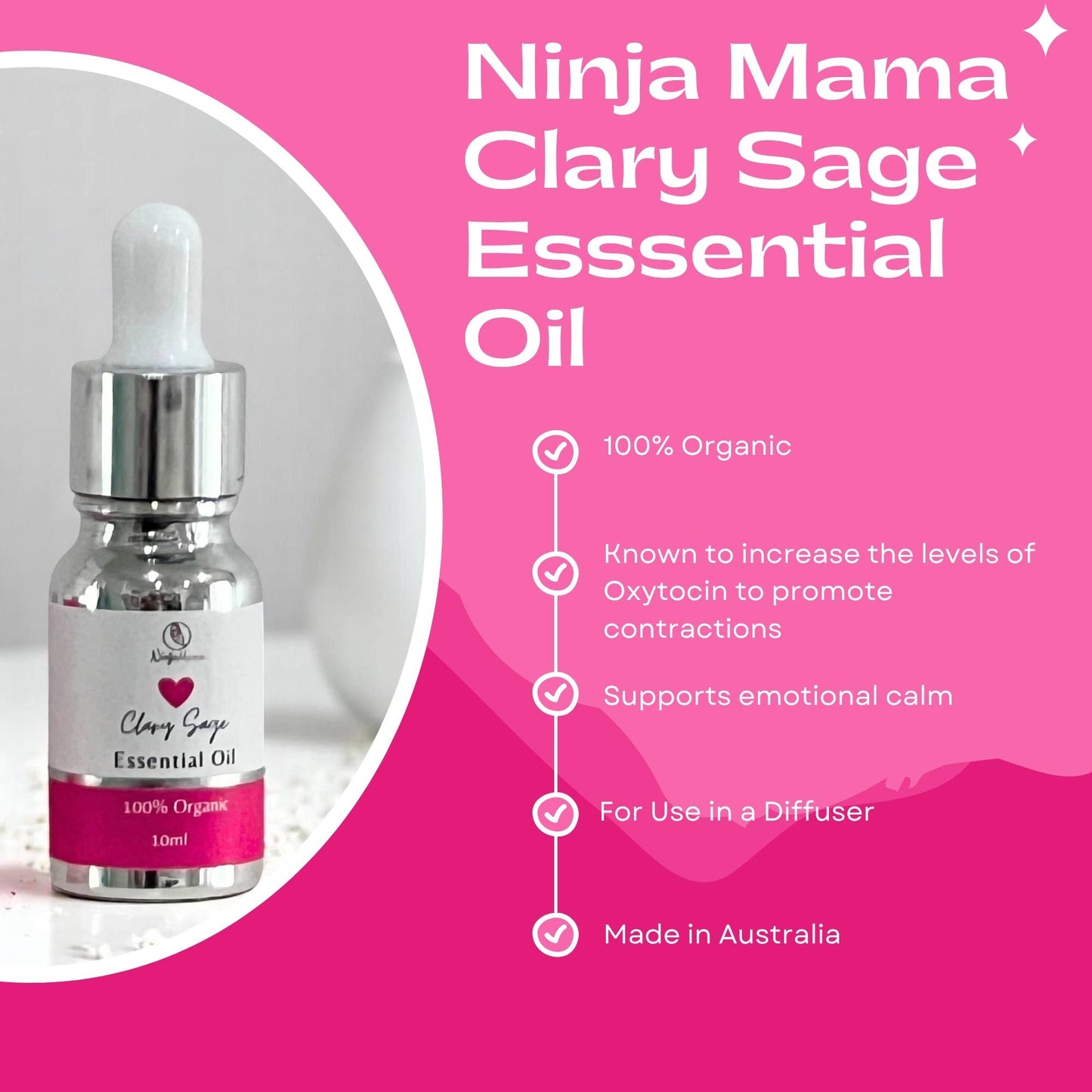 Ninja Mama - Ninja Mama Australian Made 100% Organic Clary Sage Essential Oil Dropper - 10 ml