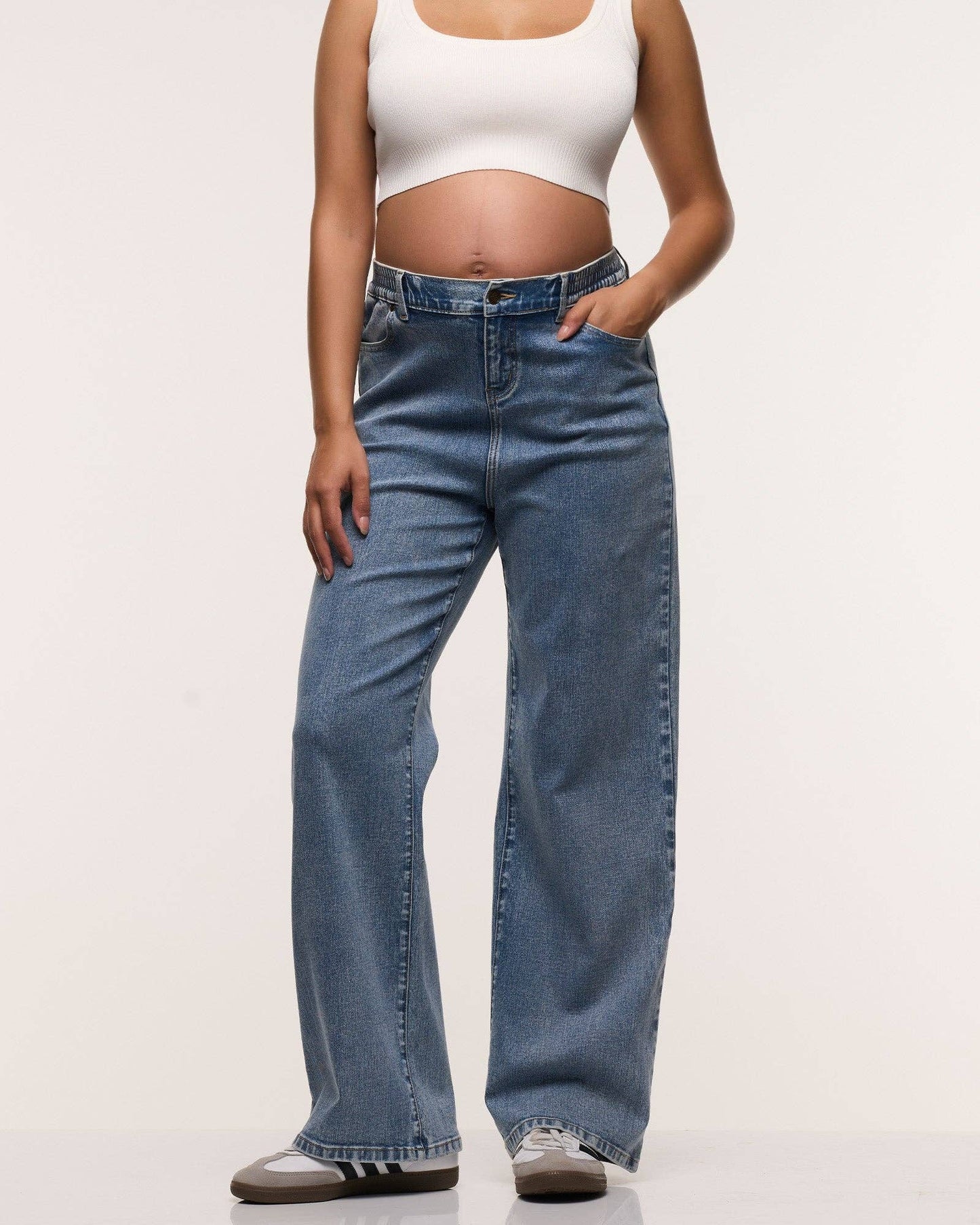 Soon Maternity - Relaxed Wide Leg Maternity Jeans - Dark Stone
