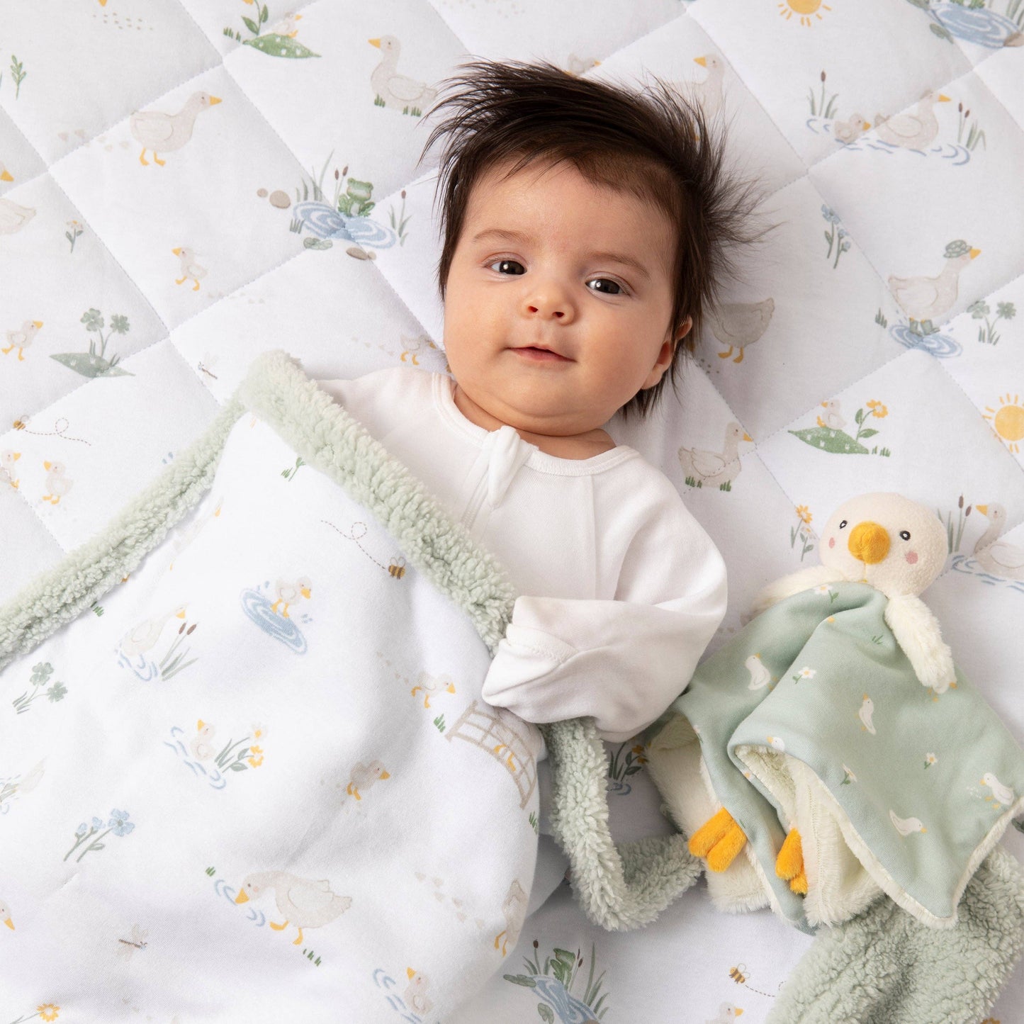 Living Textiles - Organic Jersey Sherpa Blanket - Goosey Goosey