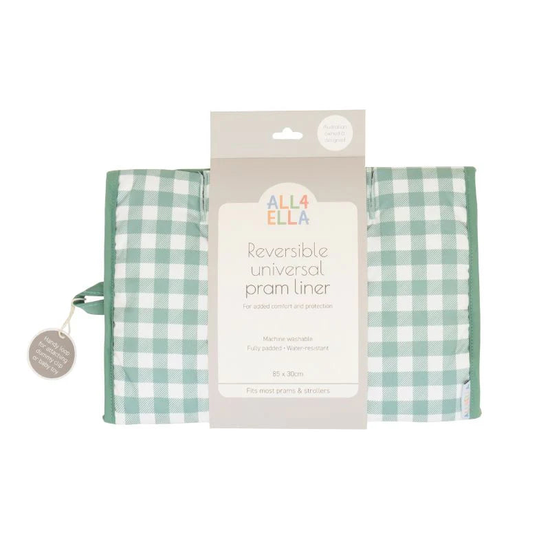All4Ella - Universal Pram Liner - Gingham Sage