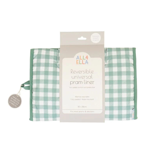 All4Ella - Universal Pram Liner - Gingham Sage