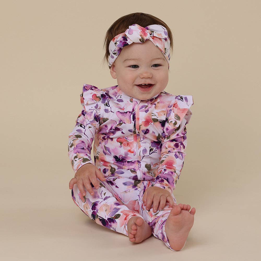 Snuggle Hunny - Blushing Beauty Organic Snugglesuit Convertible Romper with Frill