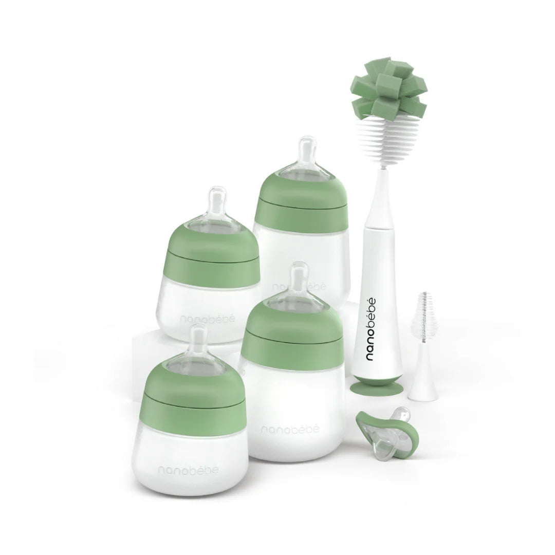 Nanobebe - Flexy Silicone Feeding Set - Sage