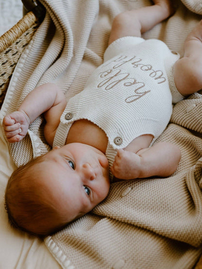 Elke & Indigo - Hello World Romper - White/Mocha