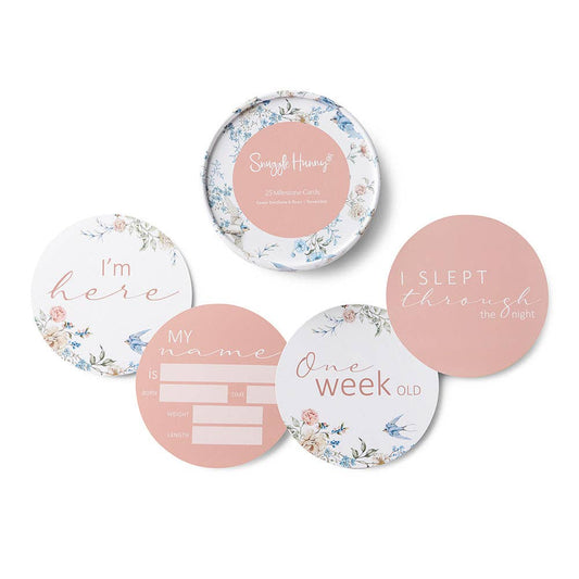 Snuggle Hunny - Sweet Swallows & Rosa Reversible Milestone Cards