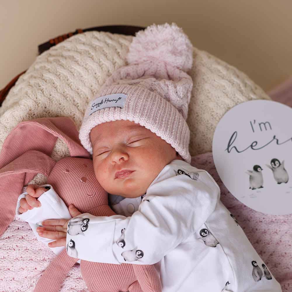 Snuggle Hunny - Blush Pink Organic Baby Knit Beanie