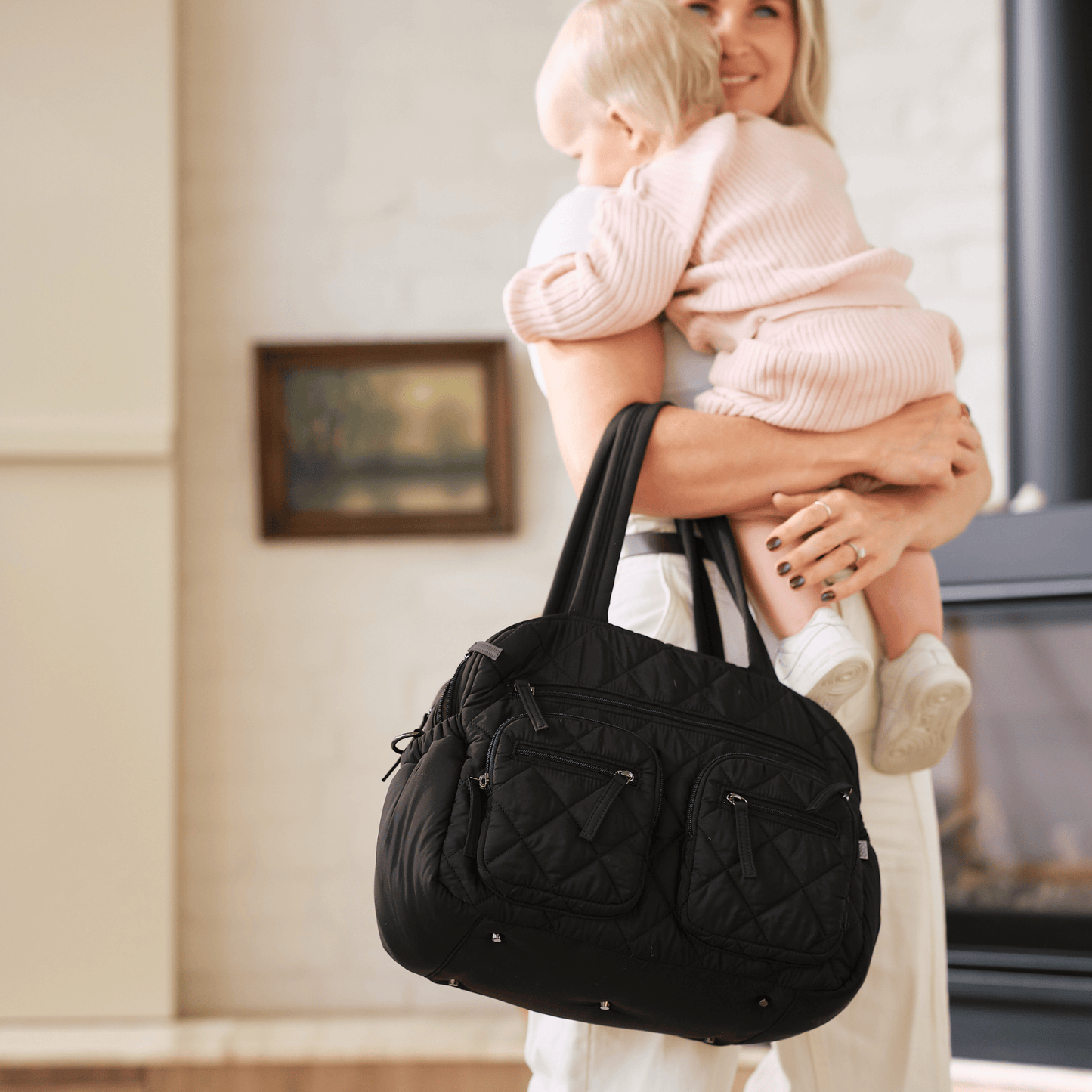 OiOi - Carry All Nappy Bag - Puffy Black Quilt