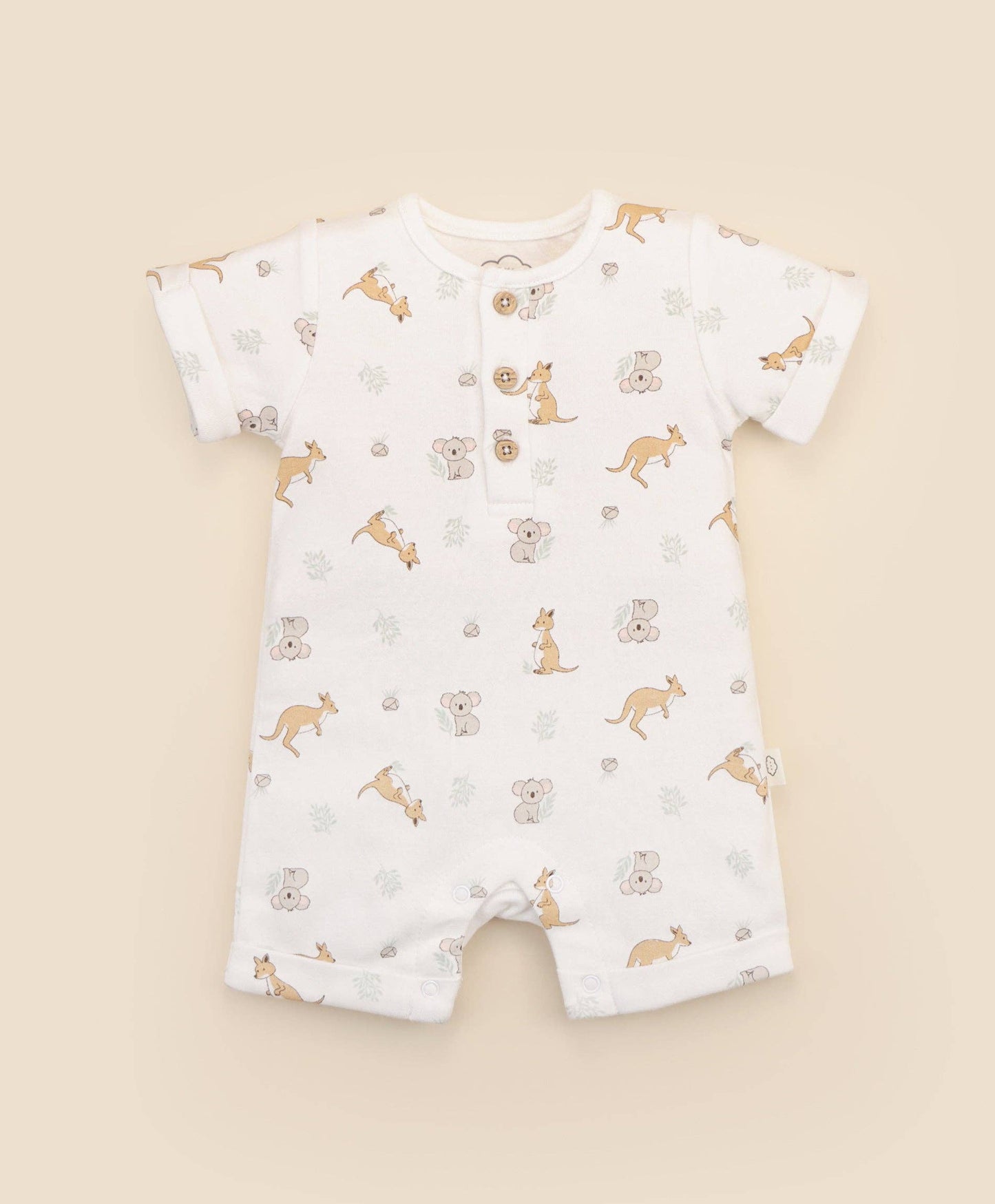 Lūmmi in Colour Babywear - Organic Cotton Romper - Kangaroo & Koala