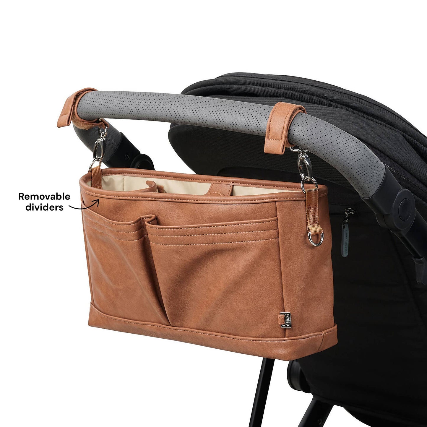 OiOi - Signature Pram Caddy - Tan Vegan Leather