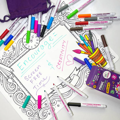 Little Change Creators - IMAGINATION | Reusable Double-sided Colour + Draw Doodle Mat