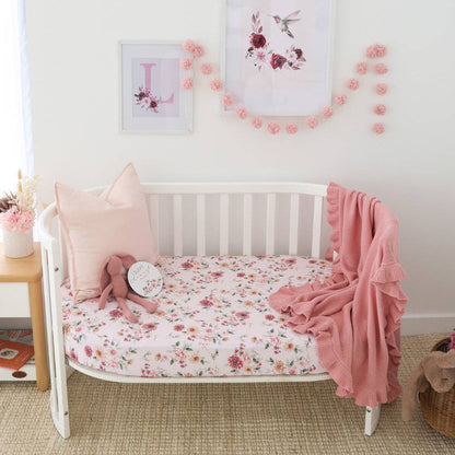 Snuggle Hunny - Birds & Blooms Organic Fitted Cot Sheet