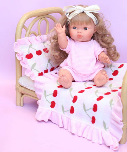 SALLI COLLECTIVE - Frilled Gingham Cherry Blanket + Pillow set