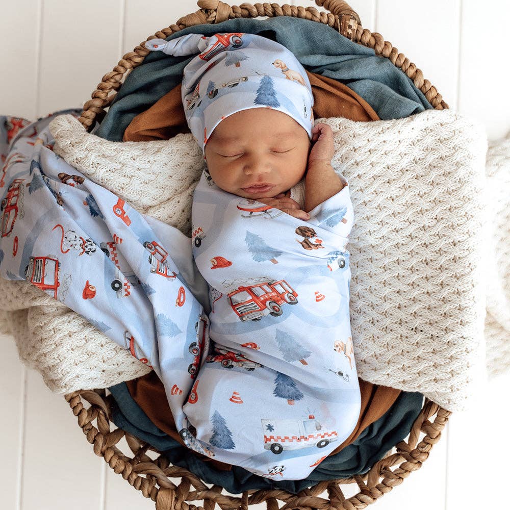 Snuggle Hunny - To The Rescue Organic Jersey Wrap & Beanie Set