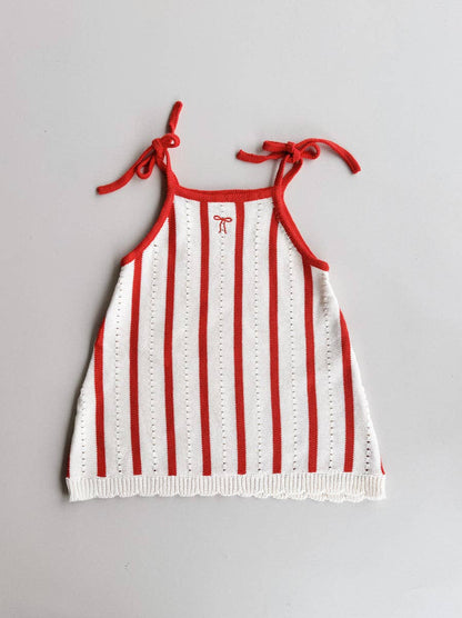 FRECKLES the label - Pre-Order Pointelle Knit Girls Tie Dress | Bow