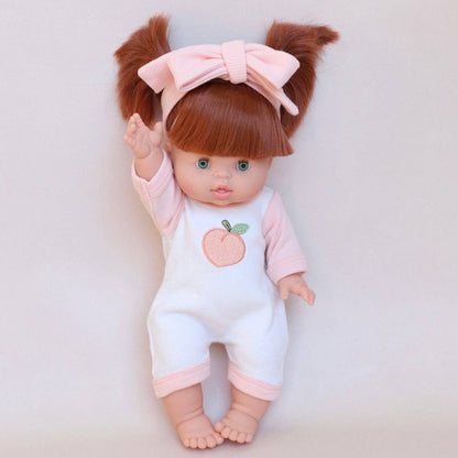 SALLI COLLECTIVE - Peaches & Cream Doll Romper+Bow set🍑 Fits 34-38cm Minikane Gordis, Mini Colettos, Llorens dolls