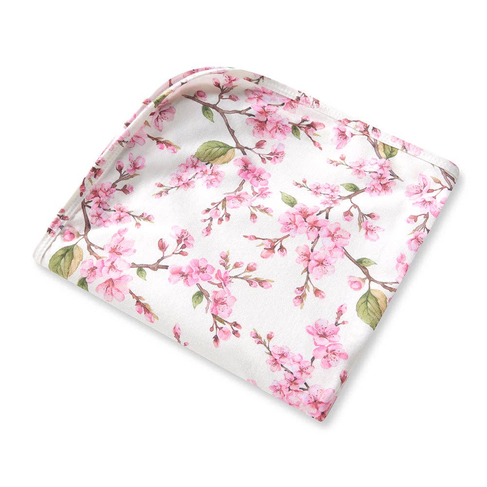 Snuggle Hunny - Cherry Blossom Organic Jersey Wrap & Topknot Set