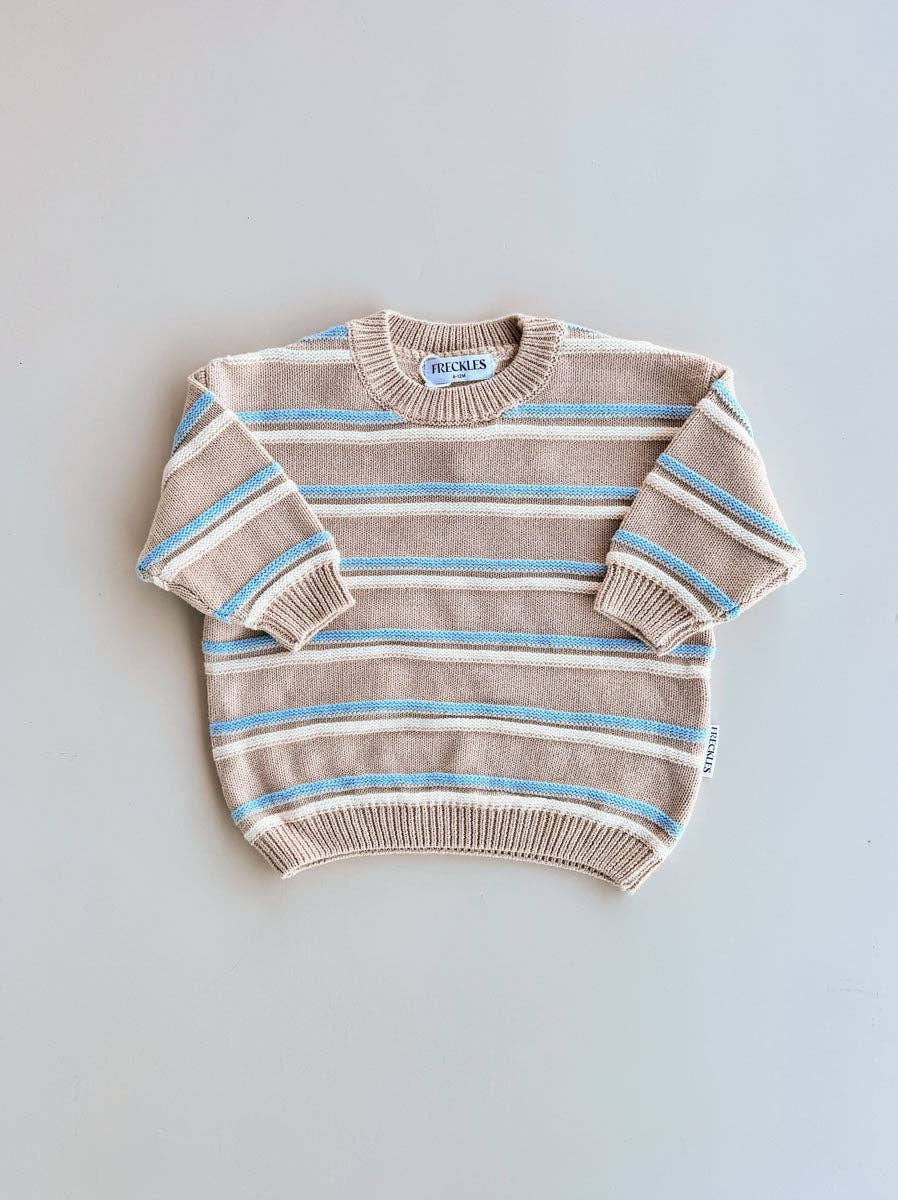 FRECKLES the label - Raised Stripe Knit SET  | Oat/Arctic/Snow